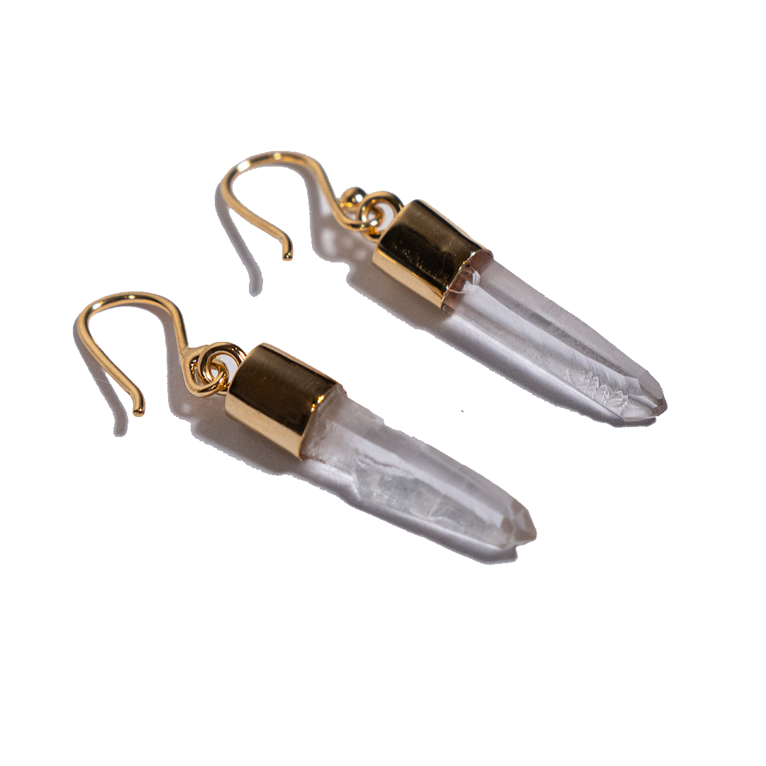 Clear quartz point earrings